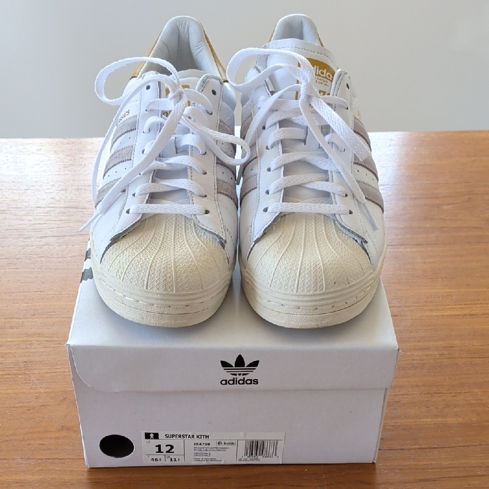 KITH Adidas Superstar White and Gold Sneakers
